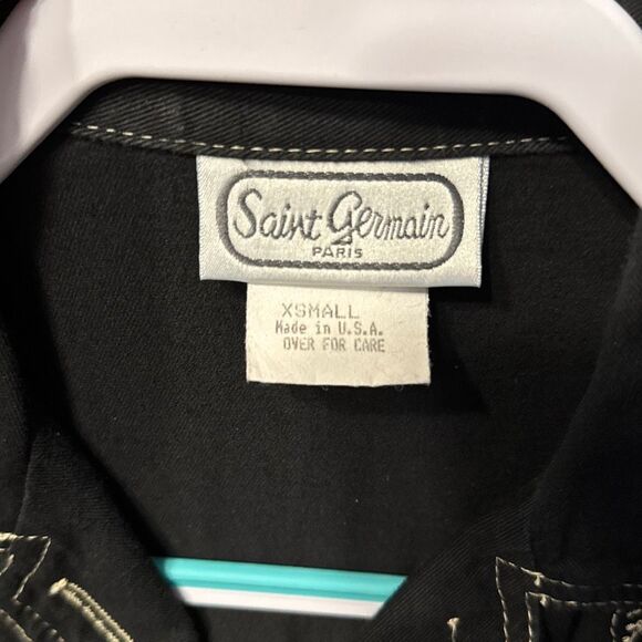 Paris Saint Germain Black Denim Embroidered Jacket Women’s Extra Small Vintage - Picture 5 of 7